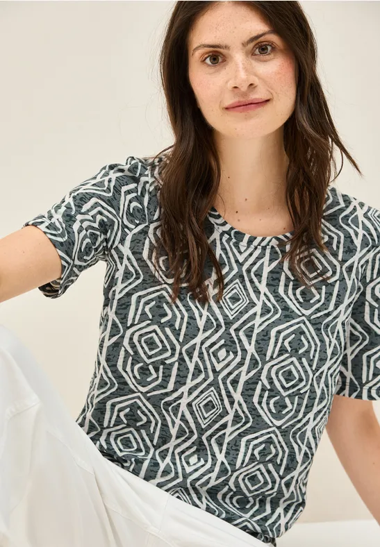 Cecil T-shirt in etskant-look