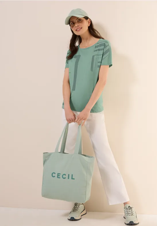 Thumbnail - Cecil Damen T-Shirt mit Grafik Print in Grün, Gr: M