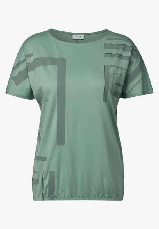 Thumbnail - Cecil Damen T-Shirt mit Grafik Print in Grün, Gr: M