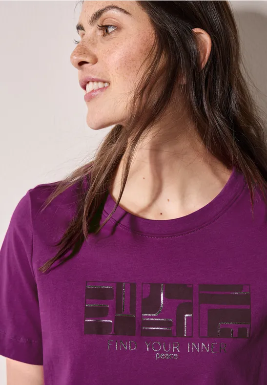 Cecil Dames Basic Shirt met print in Pink, Gr: XS