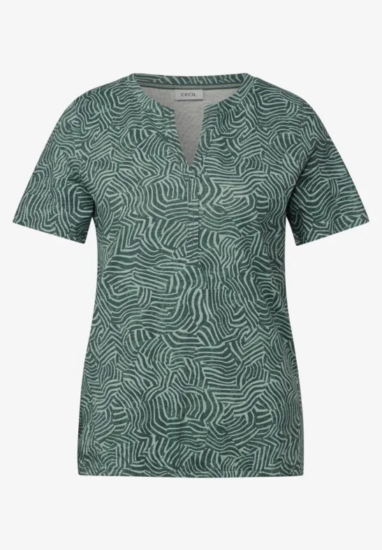 Thumbnail - Cecil Damen Print-Shirt im Tunika-Look in Grün, Gr: XL