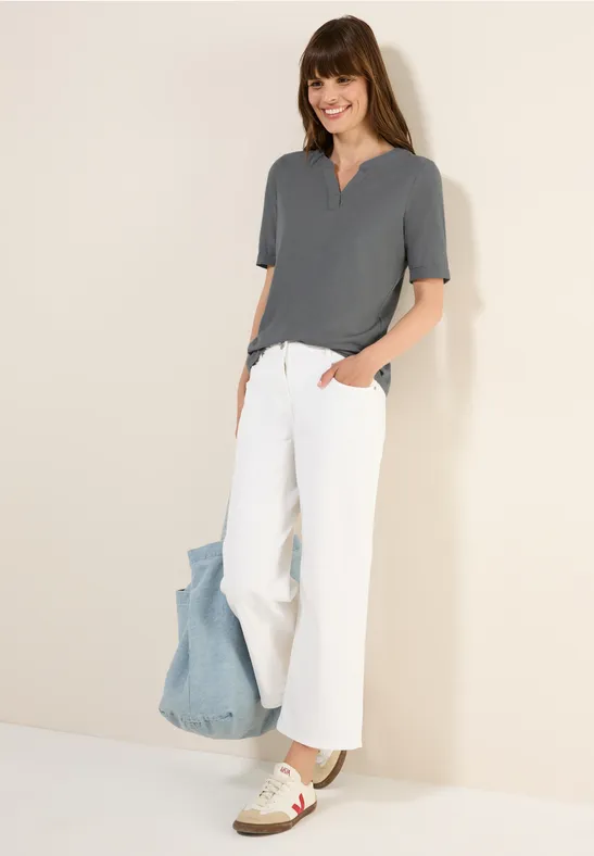 cecil Tunika Look Split Neck Baumwolle Grau