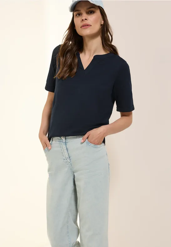 Thumbnail - Cecil Damen T-Shirt im Tunika-Look in Blau, Gr: M