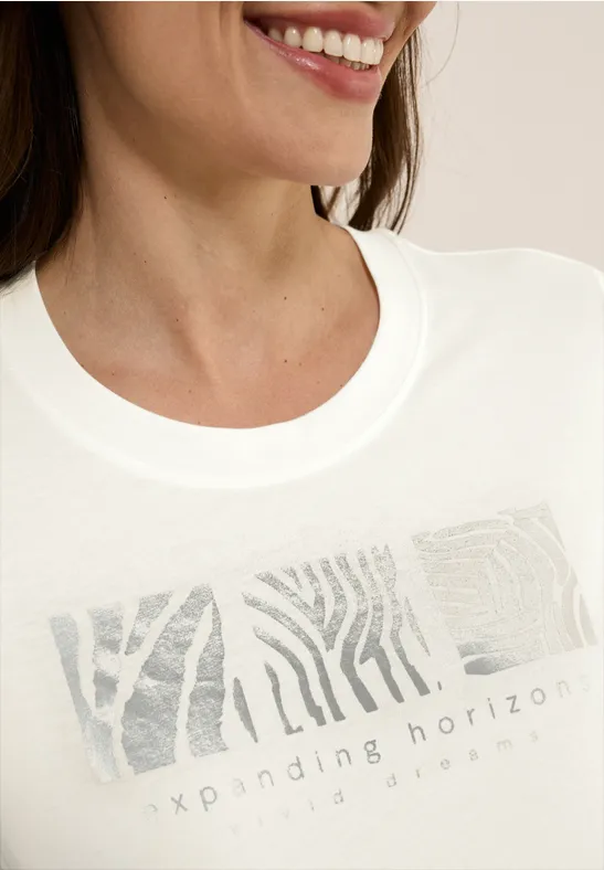 Cecil Dames Shirt met print aan de voorkant in Wit, Gr: XXL