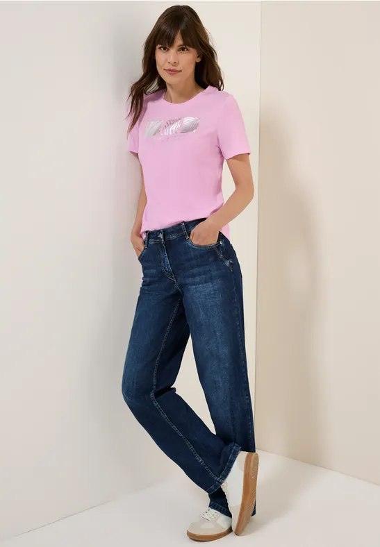 Cecil Dames Shirt met print aan de voorkant in Roze, Gr: L