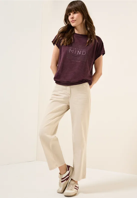 Thumbnail - Cecil Damen Shirt im Ausbrenner-Look in Rot, Gr: XS