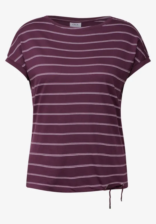 Thumbnail - Cecil Damen Softes T-Shirt mit Streifen in Rot, Gr: XL