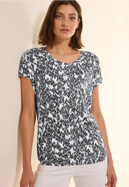 Thumbnail - Cecil Damen T-Shirt mit Minimal Print in Weiß, Gr: M