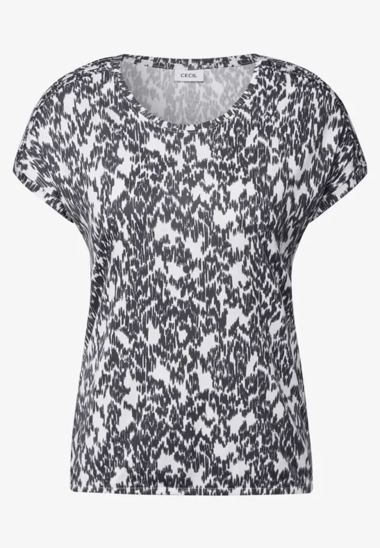 Thumbnail - Cecil Damen T-Shirt mit Minimal Print in Weiß, Gr: M