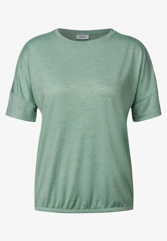Thumbnail - Cecil Damen Shirt mit Dekosteinen in Grün, Gr: XS