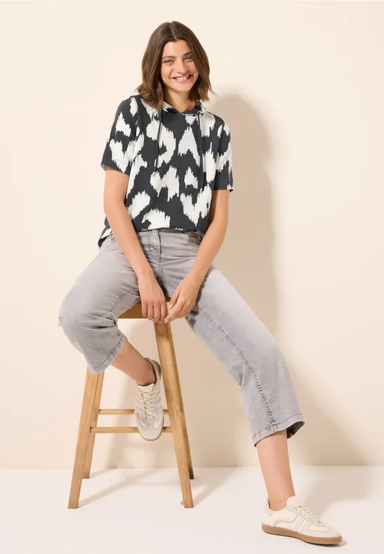 Thumbnail - Cecil Damen Ottoman Shirt mit Kapuze in Grau, Gr: M