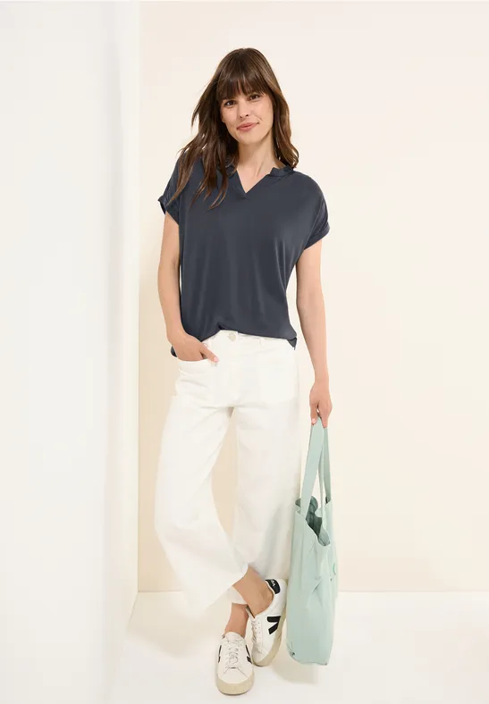 Thumbnail - Cecil Damen Cupro Touch Jersey T-Shirt in Grau, Gr: XL