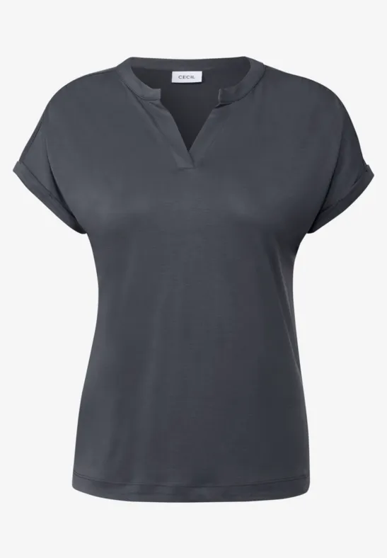 Thumbnail - Cecil Damen Cupro Touch Jersey T-Shirt in Grau, Gr: XL