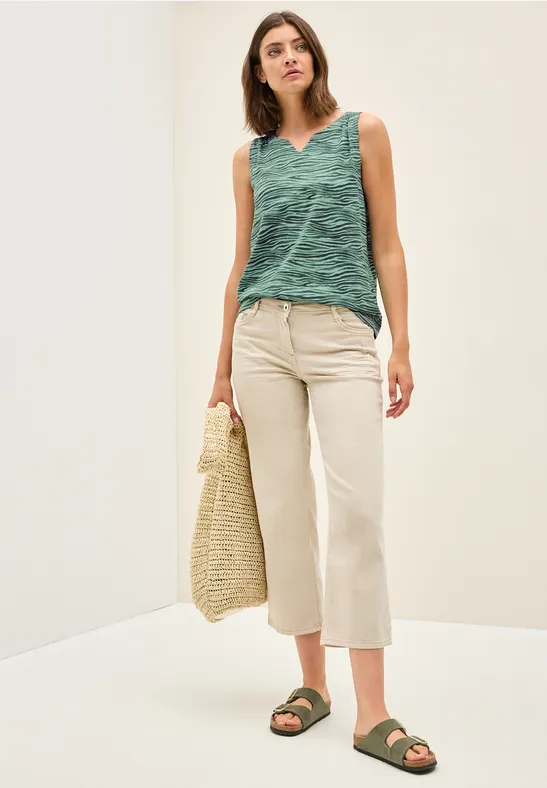 Thumbnail - Cecil Damen Gemustertes Jersey-Top in Grün, Gr: XL