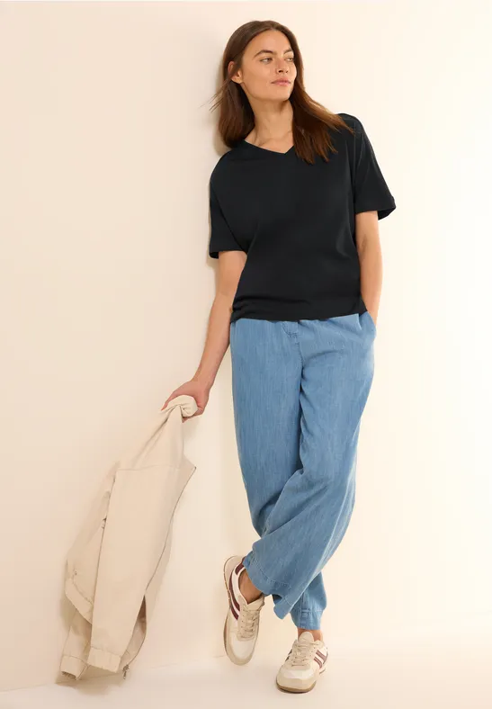 Thumbnail - Cecil Damen T-Shirt mit Zierdetail in Schwarz, Gr: M