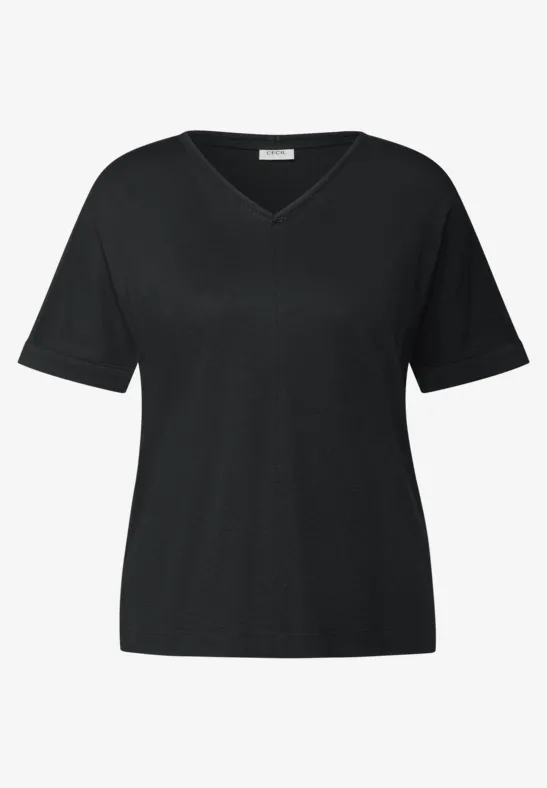 Thumbnail - Cecil Damen T-Shirt mit Zierdetail in Schwarz, Gr: M
