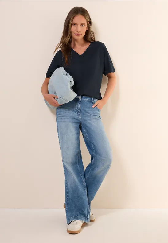Thumbnail - Cecil Damen T-Shirt mit Zierdetail in Blau, Gr: XXL