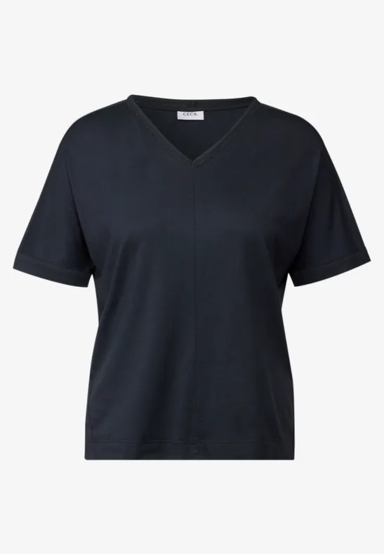 Thumbnail - Cecil Damen T-Shirt mit Zierdetail in Blau, Gr: XXL