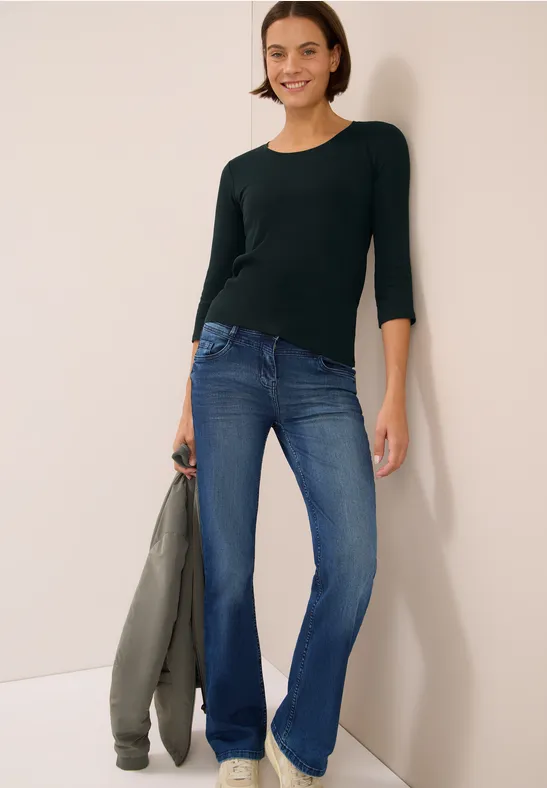 cecil Shirt 3/4-Arm Rundhals Organic Cotton Grün