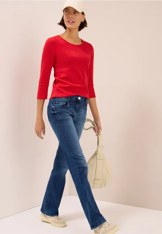 cecil Basic Shirt 3/4 Arm Organic Cotton Rot