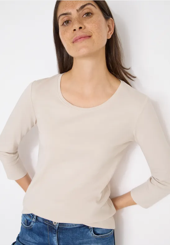 cecil Basic Shirt 3/4 Arm Organic Cotton Grau