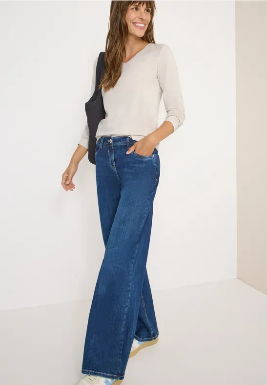 Thumbnail - Cecil Damen V-Neck Langarmshirt in Grau, Gr: L