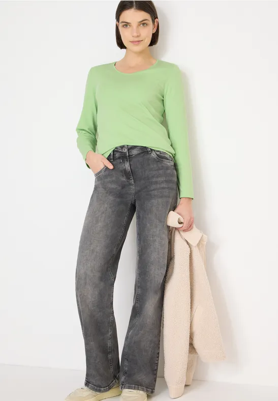 Thumbnail - Cecil Damen V-Neck Langarmshirt in Grün, Gr: M