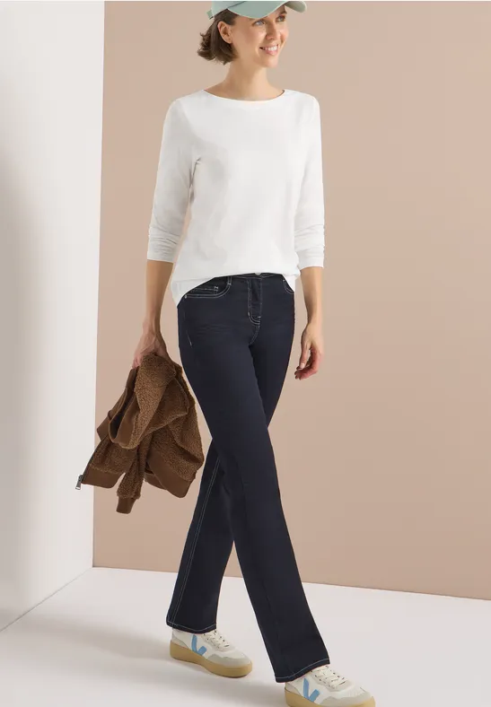 Thumbnail - Cecil Damen Basic Langarmshirt in Weiß, Gr: 3XL