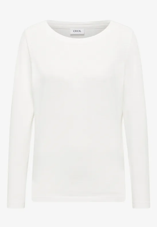 Thumbnail - Cecil Damen Basic Langarmshirt in Weiß, Gr: 3XL