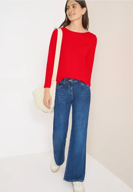 cecil Langarmshirt Basic Baumwolle Orange