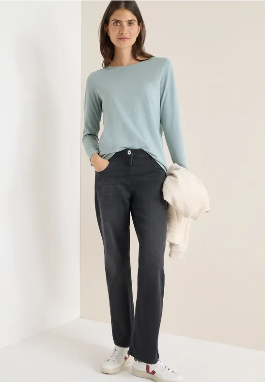 Thumbnail - Cecil Damen Basic Langarmshirt in Blau, Gr: L