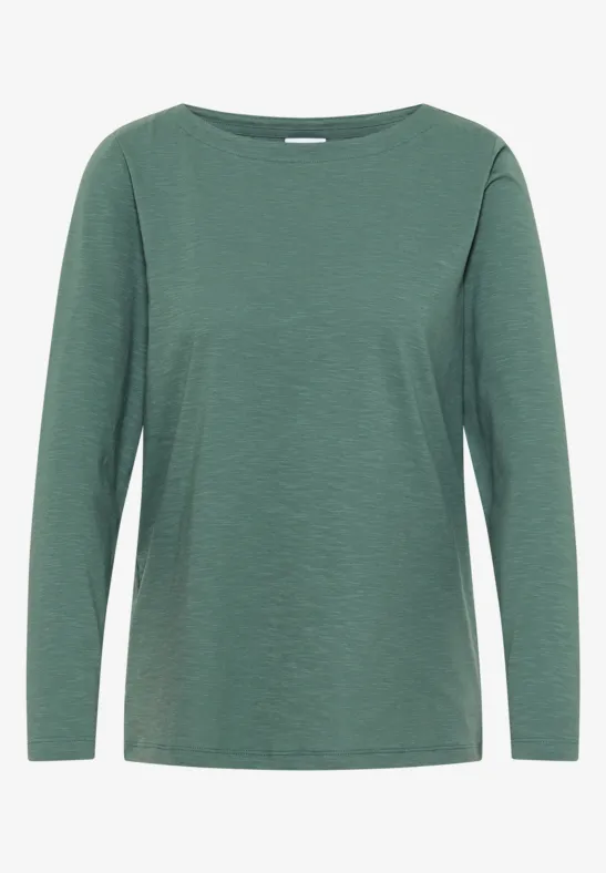 Thumbnail - Cecil Damen Basic Langarmshirt in Grün, Gr: XXL