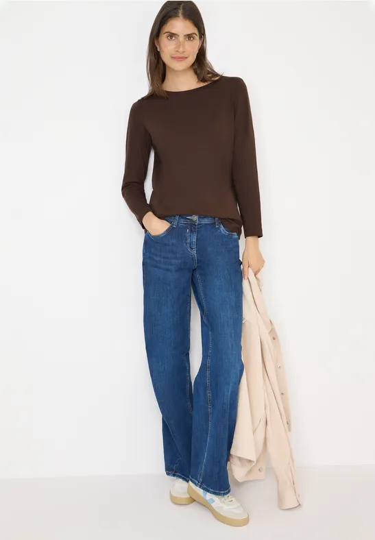 cecil Basic Langarmshirt Baumwolle Braun