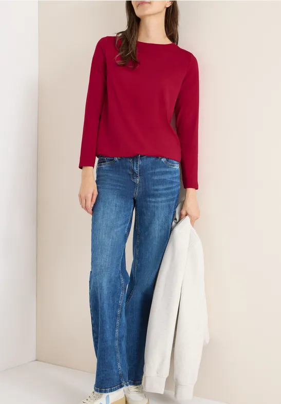 Thumbnail - Cecil Damen Shirt in Unifarbe in Rot, Gr: 3XL