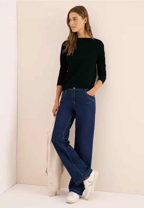 cecil Langarmshirt U-Boot-Ausschnitt Baumwolle Gruen