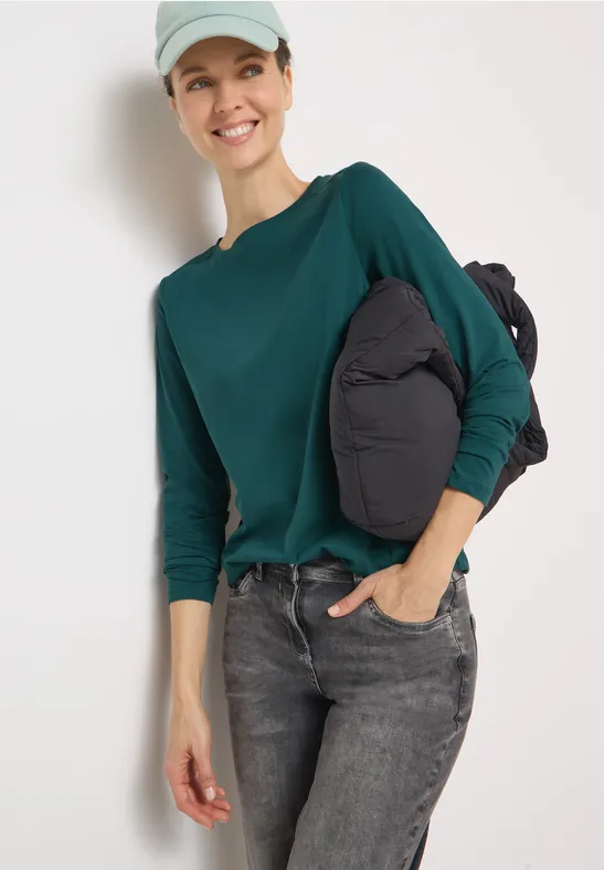 cecil Langarmshirt U-Boot-Ausschnitt Baumwolle Gruen