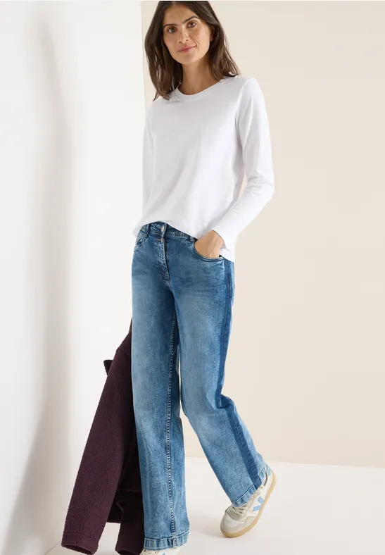 Cecil Dames Basic shirt met ronde hals in Wit, Gr: 3XL