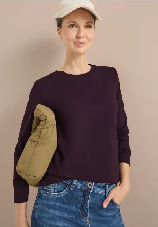 Cecil Dames Basic shirt met ronde hals in Rood, Gr: L