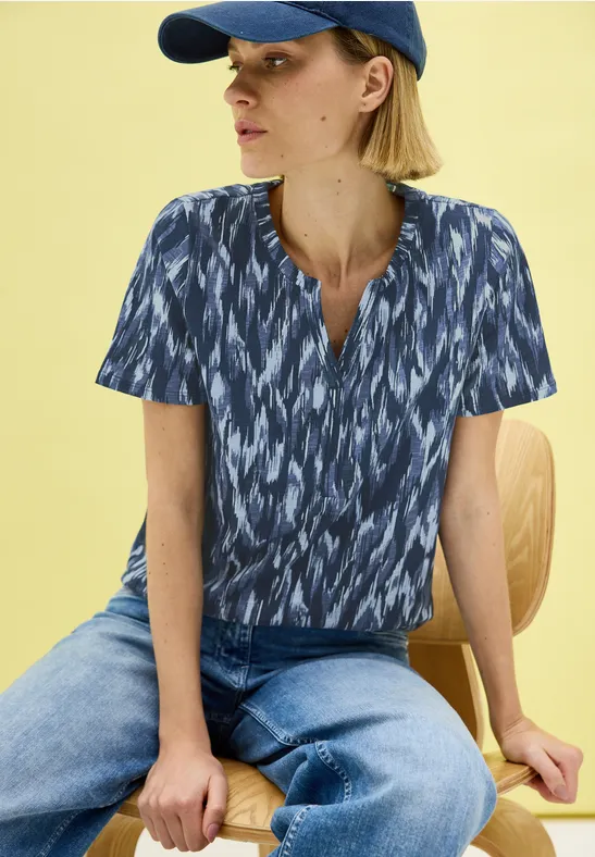 cecil Shirt Tunika-Look Baumwolle Blau