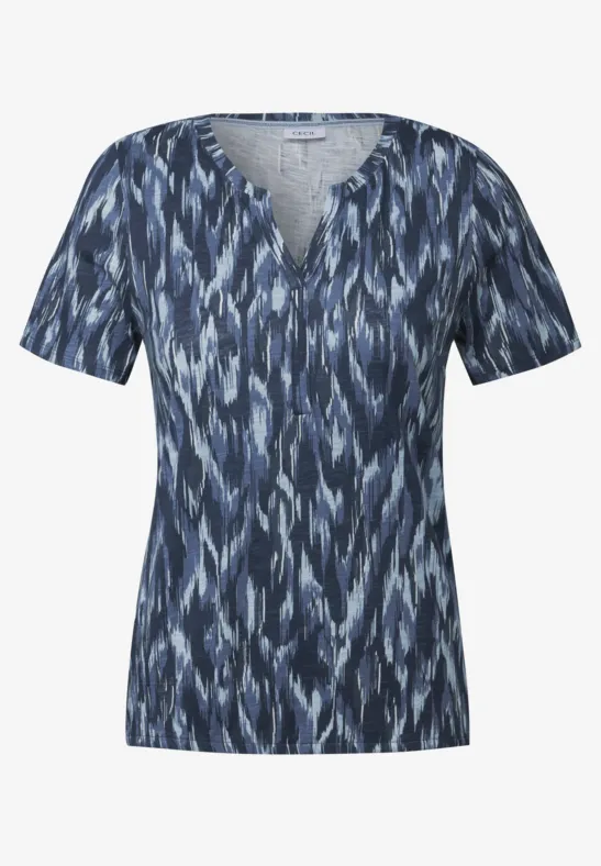 Thumbnail - Cecil Damen Shirt im Tunika-Look in Blau, Gr: L