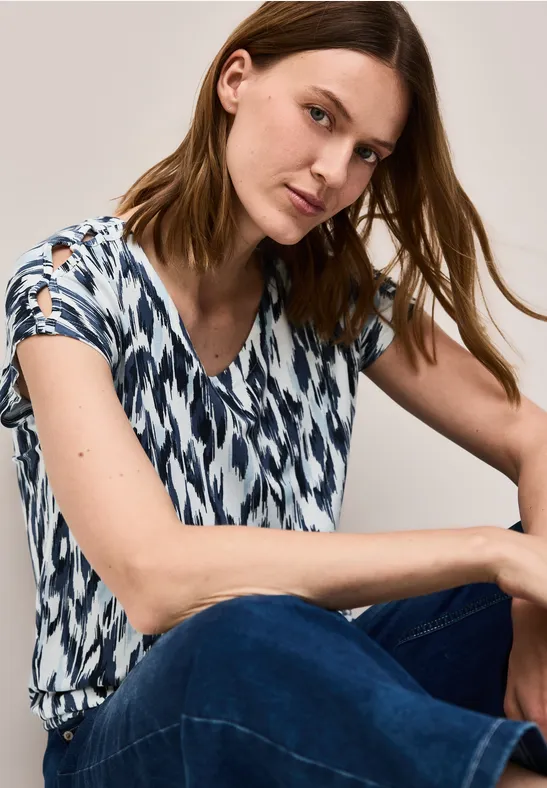 cecil Shirt Cut-Out Details Viskose-Esasthan Weiss