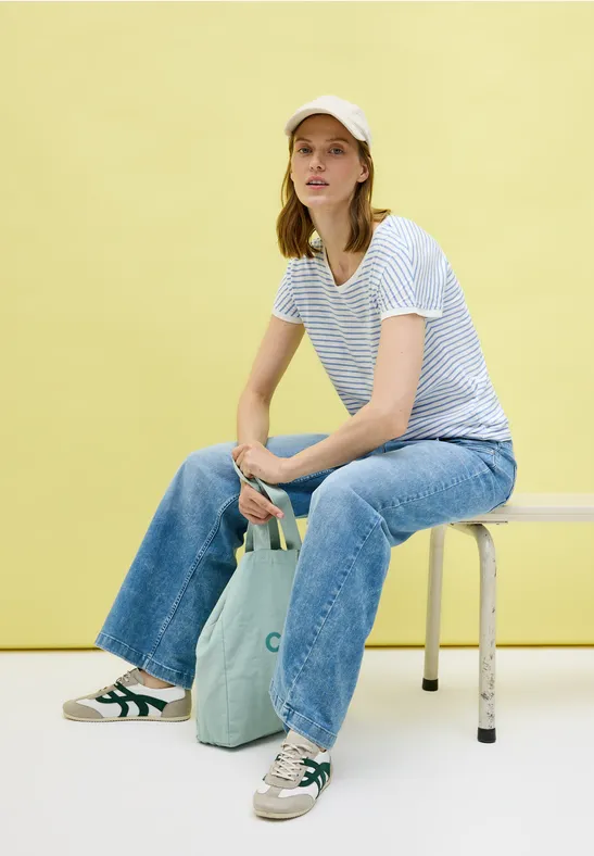 Thumbnail - Cecil Damen Gestreiftes Shirt in Blau, Gr: XL