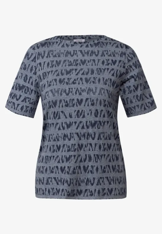 Thumbnail - Cecil Damen T-Shirt im Ausbrenner-Look in Blau, Gr: L