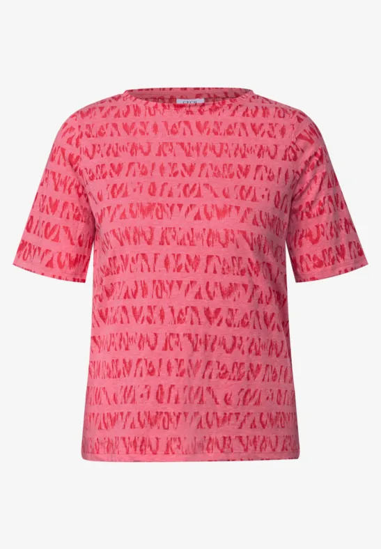 Thumbnail - Cecil Damen T-Shirt im Ausbrenner-Look in Rot, Gr: XL