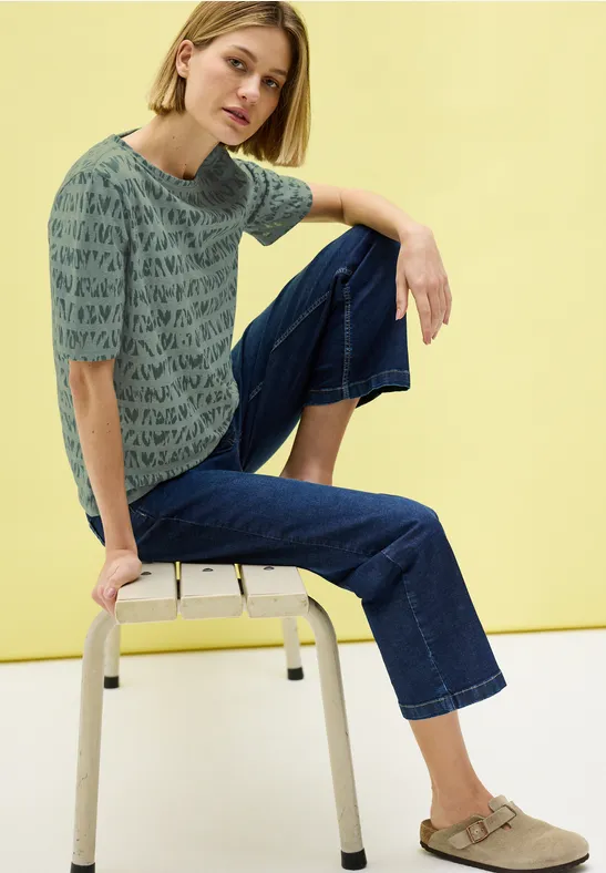 Cecil Dames Shirt met burn-out look in Groen, Gr: XXL