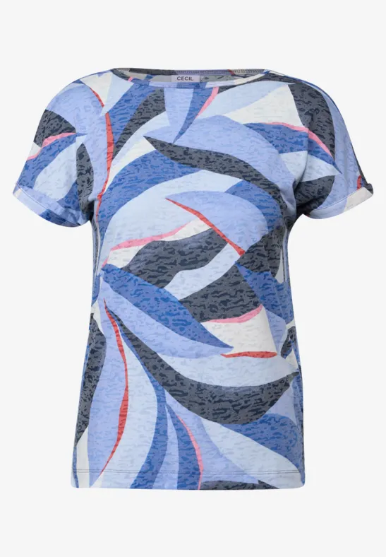 Thumbnail - Cecil Damen Shirt im Ausbrenner-Look in Blau, Gr: L