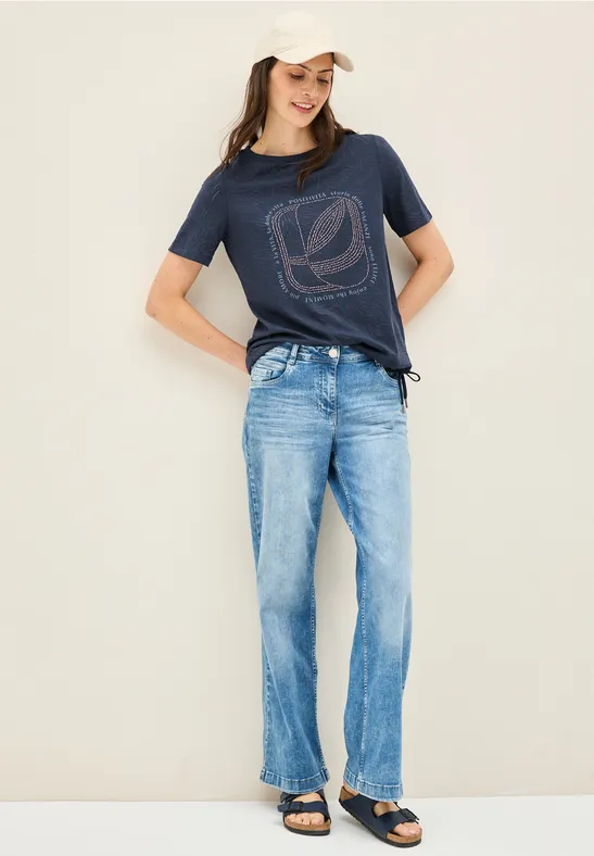 Thumbnail - Cecil Damen T-Shirt mit Schmucksteinen in Blau, Gr: L