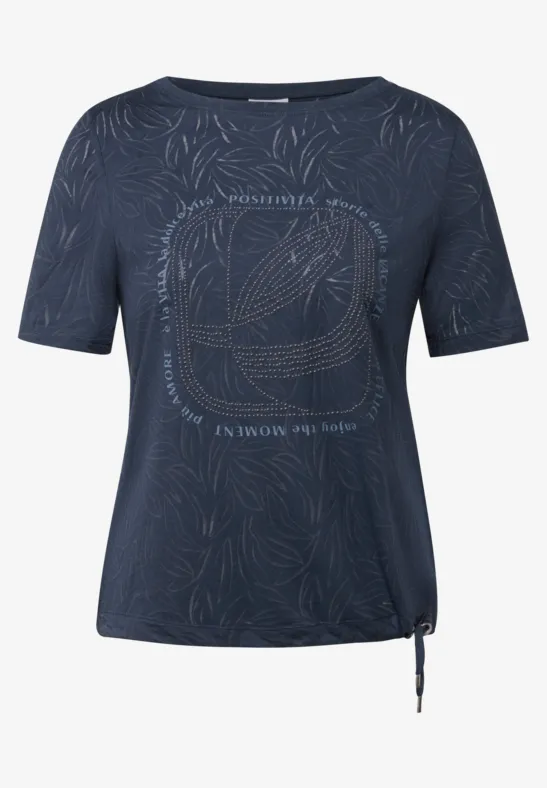 Thumbnail - Cecil Damen T-Shirt mit Schmucksteinen in Blau, Gr: L