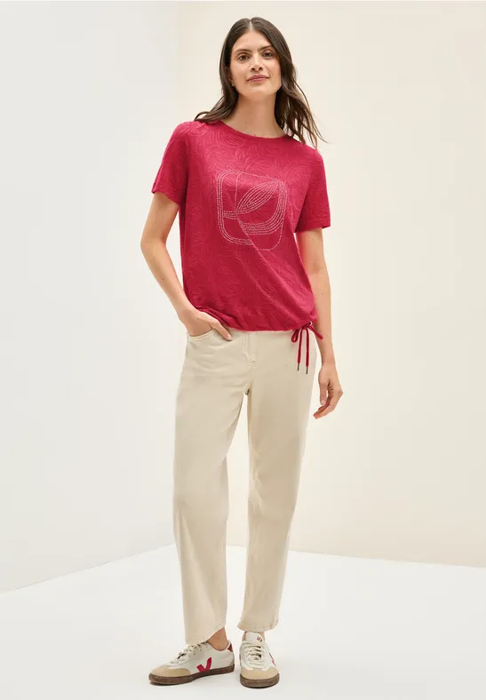 Thumbnail - Cecil Damen T-Shirt mit Schmucksteinen in Rot, Gr: XXL