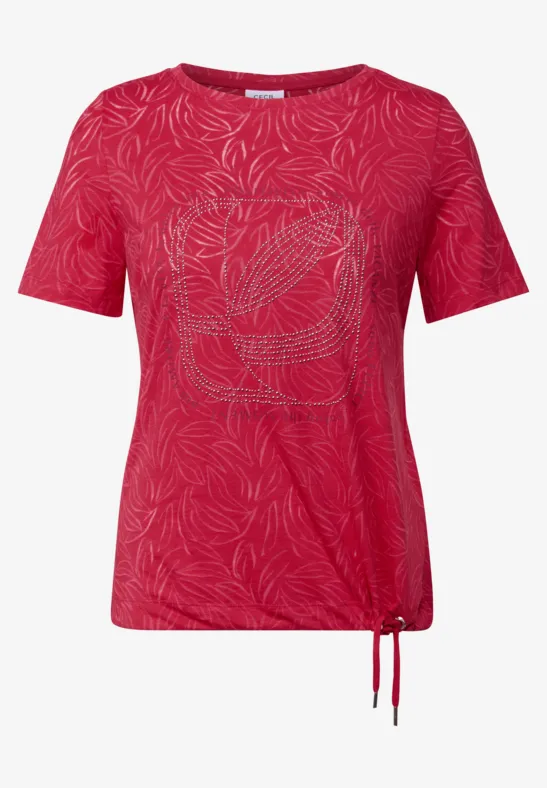Thumbnail - Cecil Damen T-Shirt mit Schmucksteinen in Rot, Gr: XXL